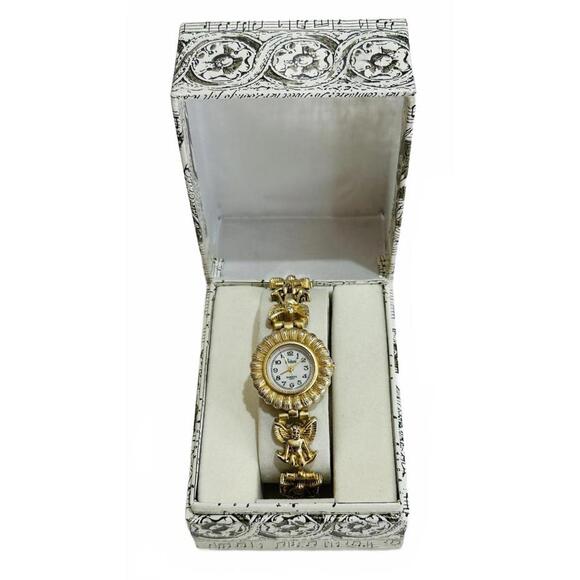 Vintage Vivani Quartz Watch Bracelet With Beautiful Gold Tone Angel Motif main image 9